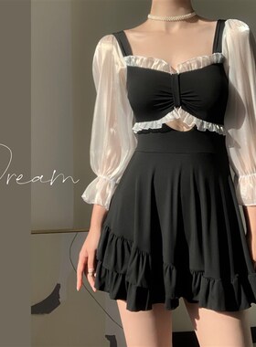 速发蜜m温0保肚2泉22新款仙范连体裙式长袖遮守学生