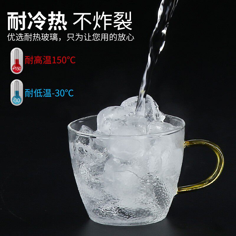 速发森典 日式玻璃茶杯耐热主人杯单杯带把小杯子功夫茶具品茗杯6