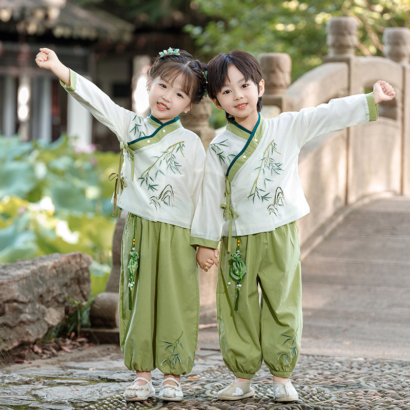 现货速发儿童汉服男童中国风春秋唐装宝宝幼儿园服套装复古风民族
