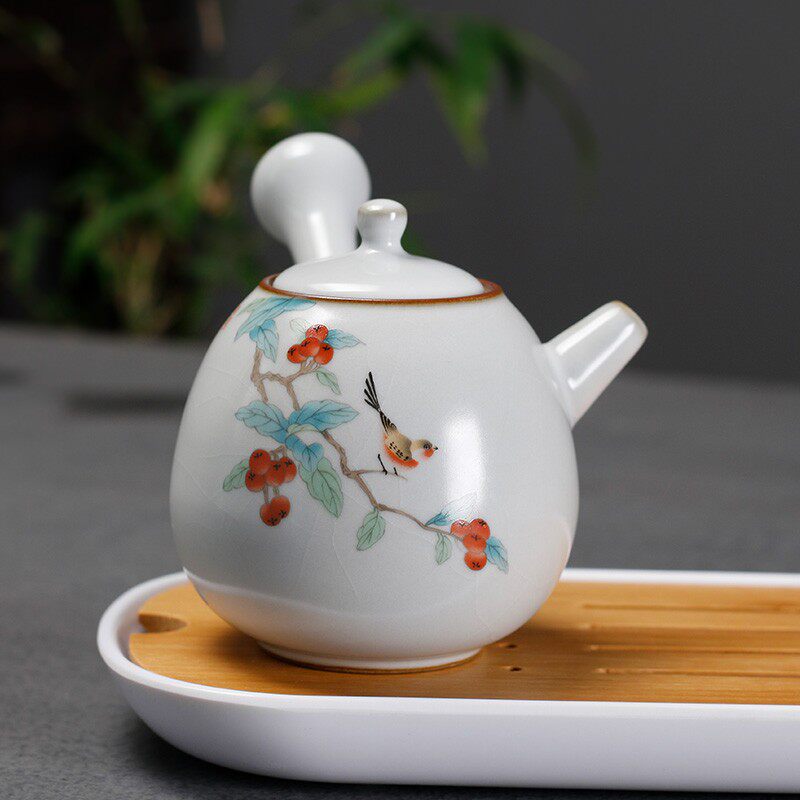 速发汝窑小套装一壶两杯二盘功夫茶具陶瓷家用办公泡茶壶带茶人干