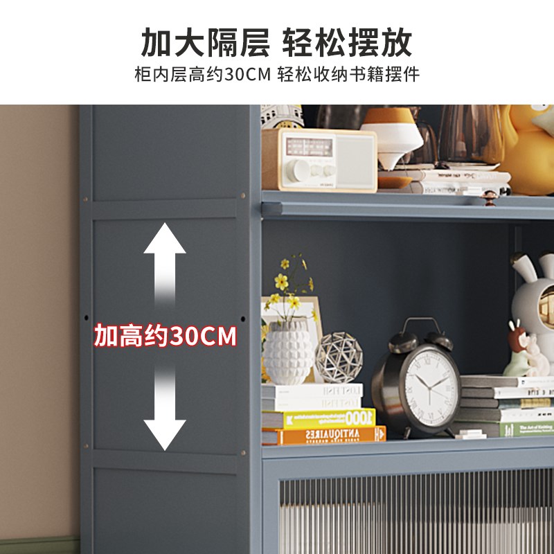 速发书架落地置物架带门防尘书柜一体靠墙多层转角储物柜2024新款