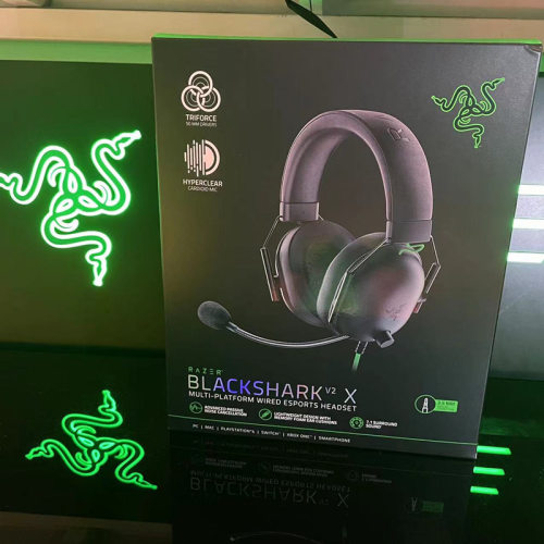 BlackShark V2X旋风黑鲨v2X游戏耳机麦克风有线头戴式耳麦白色绿