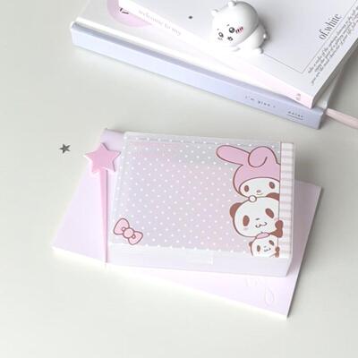 美乐蒂翻盖桌面磨砂小卡盒ins透明防尘明信片贴纸少女心收纳盒
