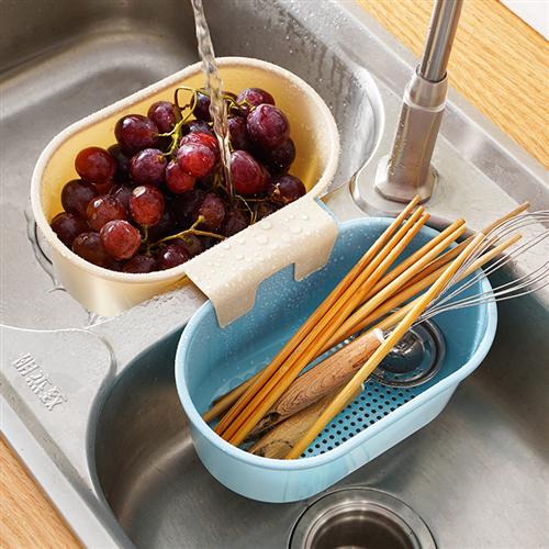神器厨房水槽沥水篮过滤筐塑料置物架过滤剩饭剩菜残渣厨房可挂式