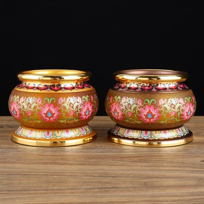 快速发货新珐琅彩香炉家用室内佛堂供G奉观音仙家莲花琉璃插香上