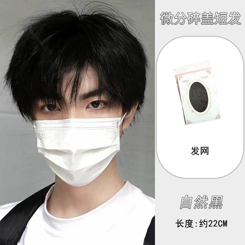 现货速发假发男短发韩版帅气男士微分碎盖自然蓬松全头套式假发男