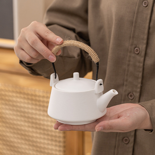 黑陶提梁壶家用过滤手提单壶陶E瓷功夫茶具小套装 日式 大号泡茶壶