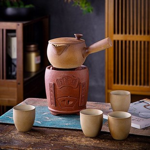 罐M罐茶壶户外温茶器复 粗陶围炉煮茶家用室内陶土炭火炉茶具套装