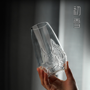 绿茶泡茶杯家用个人专用花茶透明待客杯子高档水 玻璃观山杯d日式