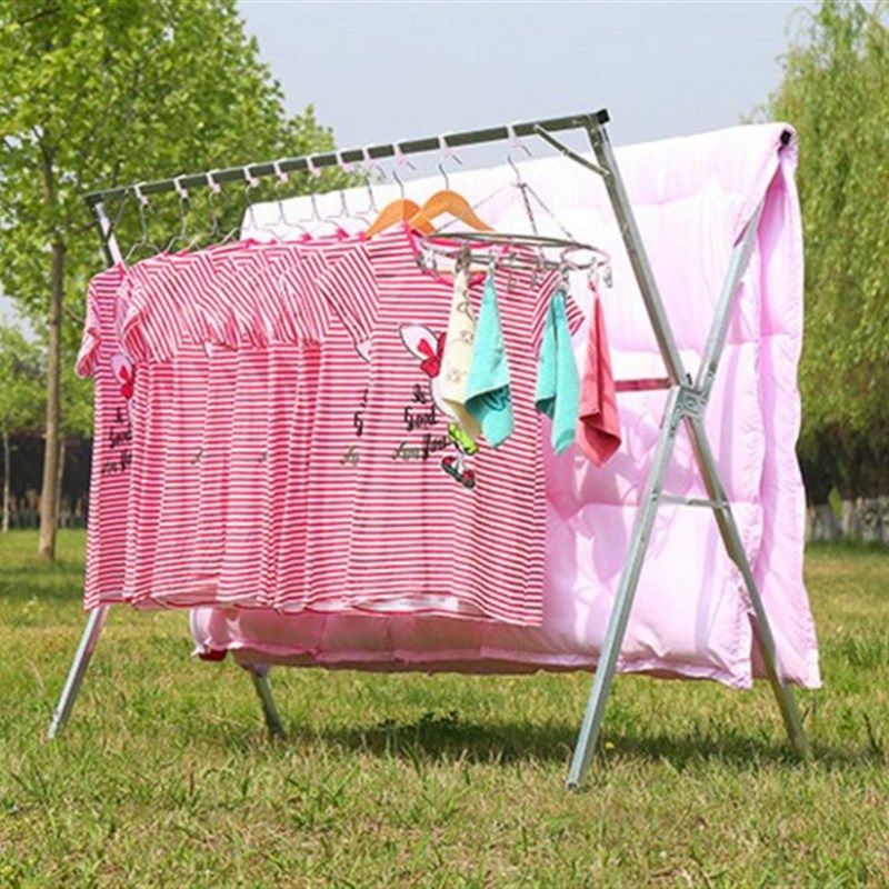 折叠x型金属晒架包邮 衣架阳z台加厚单双杆式落地凉晾衣杆可伸缩