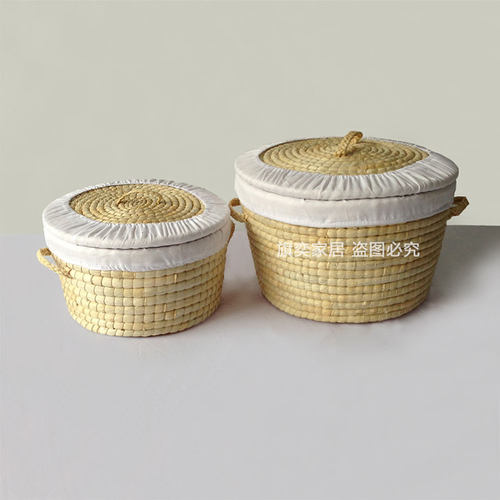 草编馒头筐带盖保温馍筐包子大饼F筐子多功能收纳筐家用食品箱