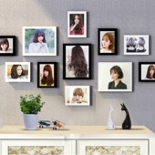 美发照片墙装 饰画框理发店发型组合创意背景相R框墙挂墙发廊相片