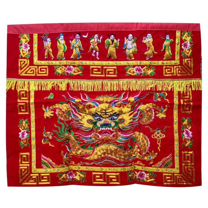 新年乔迁桌围刺绣金m玉满堂苏绣供桌布佛台布桌裙红色金葱结婚案