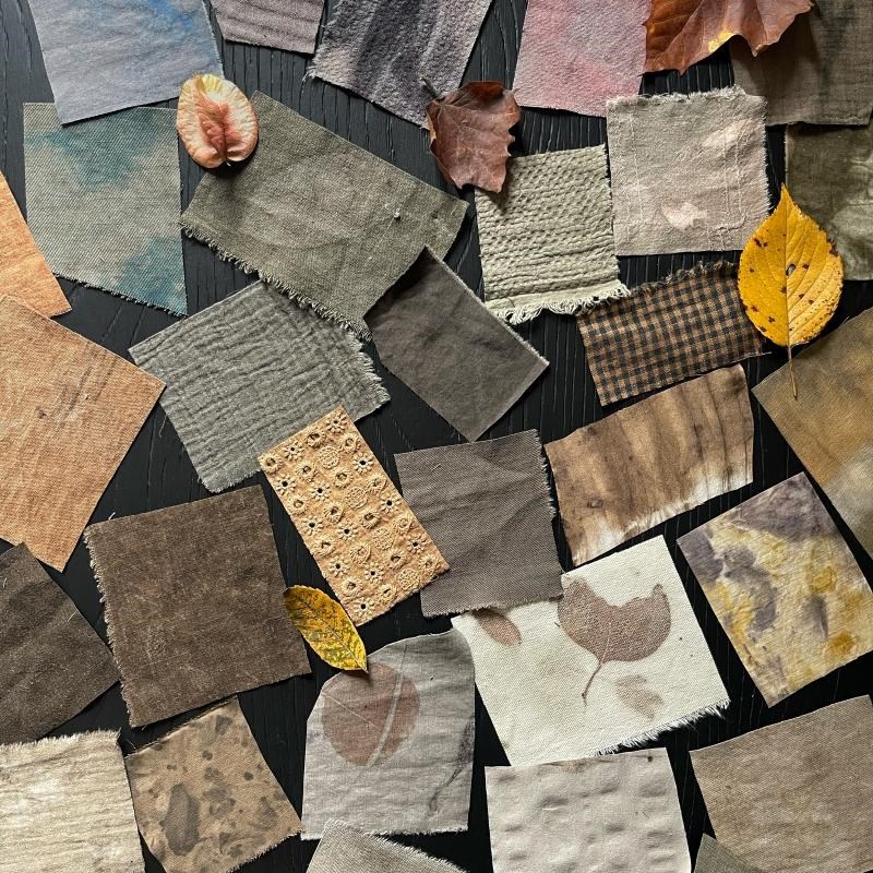 未完成 植物染侘寂风棉麻丝uDIY小块布料高级色碎布包拼布布头组