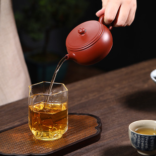 宜兴纯全手工紫砂l壶朱泥大红袍球孔汉瓦壶家用功夫石瓢泡茶壶单