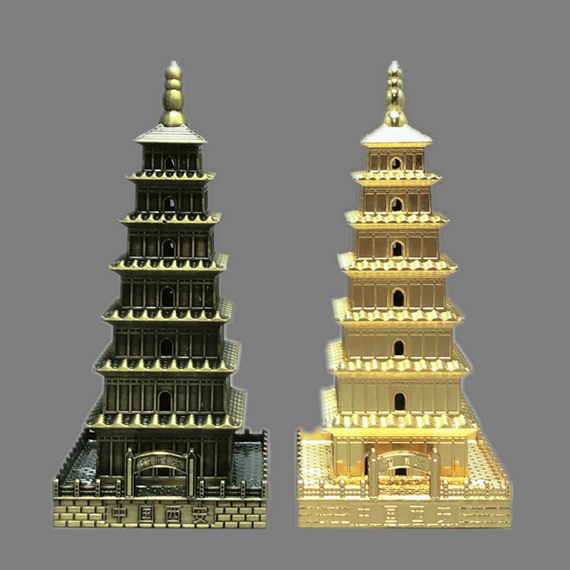 西安特色工艺品大雁塔摆件中国古建E筑金属模型陕西旅游纪念品礼