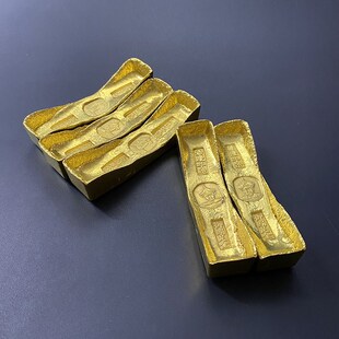 清代五帝古代钱币金元p宝金锭金条金砖马蹄金黄铜镀金仿古摆件装