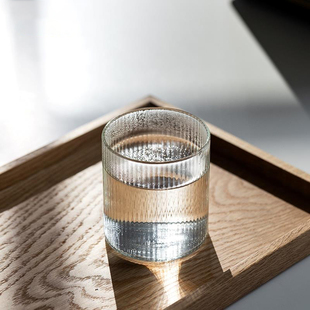 竖条纹玻璃杯茶杯家用咖啡G杯水杯日式 6只套装 杯子透明轻奢水具