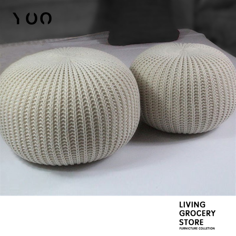 手工大号针织蒲团豆豆o椅沙发配饰拍摄道具装饰脚蹬矮凳坐垫YOOWO