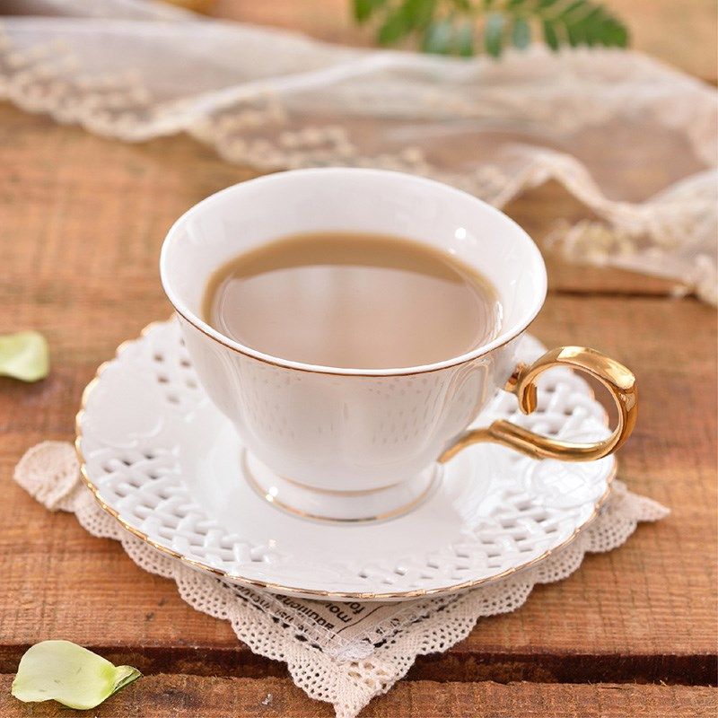 英式优质新骨瓷咖啡杯碟套装酒店创意白瓷描M金边下午茶水杯花茶,餐饮具,咖啡杯,淘宝优惠券,粉丝福利购,淘宝优惠卷