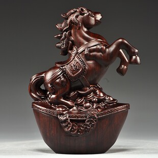 实木马摆件中式黑k檀木雕马到成功工艺品办公室桌装饰家居酒柜摆
