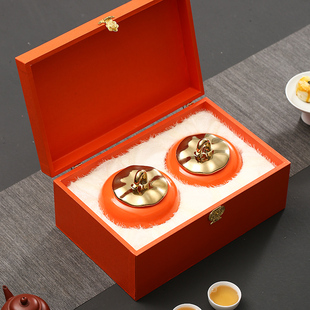 柿饼包装陶瓷茶叶罐包装礼盒空盒红茶F绿茶密封罐富平柿饼礼盒包