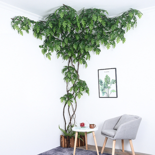 仿真树枝造景吊顶阳台水管装z饰藤蔓造景植物墙藤条管道遮挡树藤