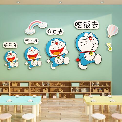 午托管中心f班布置小饭桌墙面装饰品环创主题食堂餐厅文化贴