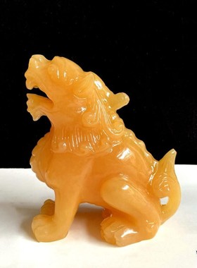 天然玉石貔貅招财摆件黄玉望天吼一对镇宅客厅店铺开业乔迁装饰品