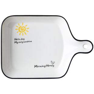 盘子创意网红盘子菜盘家用北欧餐具单柄烤盘陶瓷烤箱用可爱的盘子