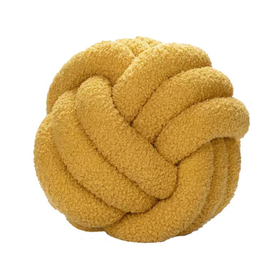 靠垫球形编织线球泡芙球羊羔毛绒knot打结球形床上靠枕沙发球球枕