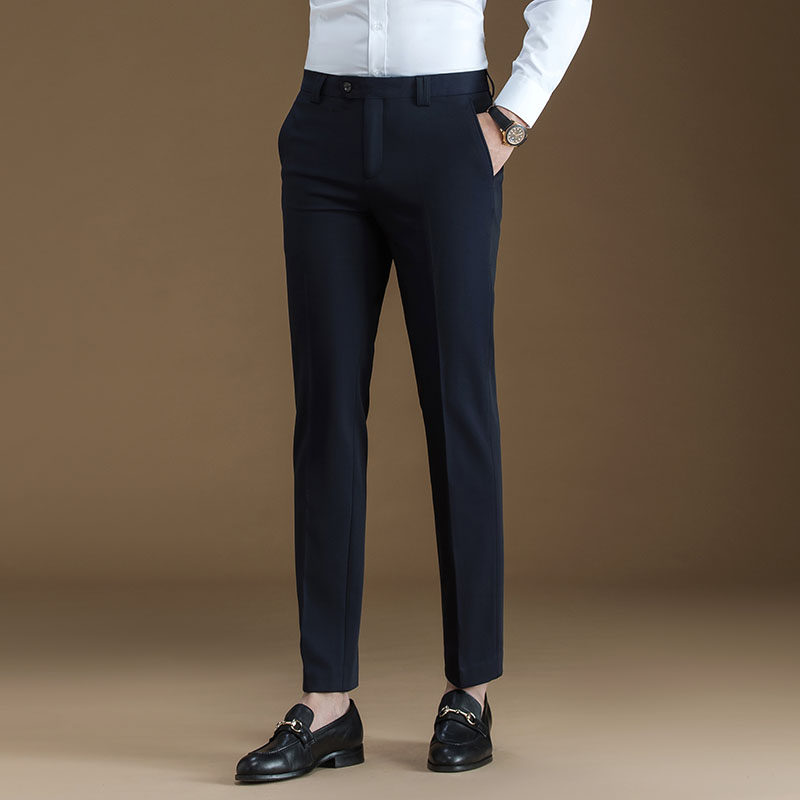 西裤男士加绒保暖商务正装直筒裤子休闲合身长裤黑色秋冬季西装裤