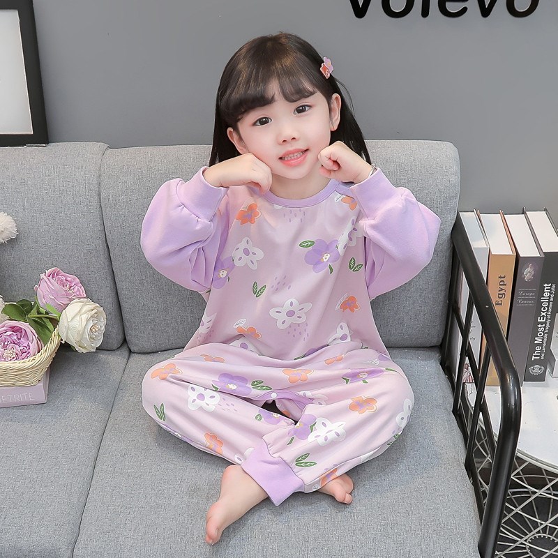 儿童连体睡衣春秋纯棉宝宝睡袋女童连身防着凉爬服秋款家居服小童