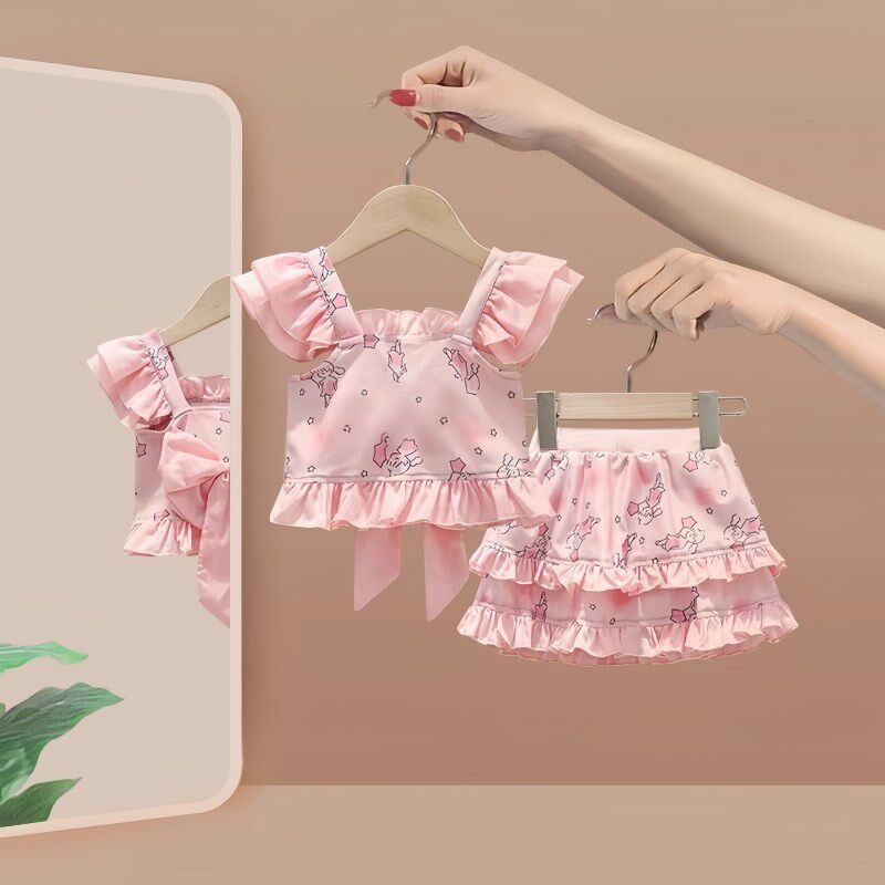 女童泳衣2025网红夏季儿童新款洋气分体两件套女宝宝海边泳装裙子