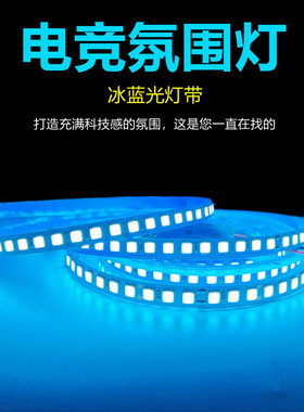 12V24V冷蓝LED冰蓝色灯带冰蓝光灯条12伏24伏浅湖蓝超薄贴片220V