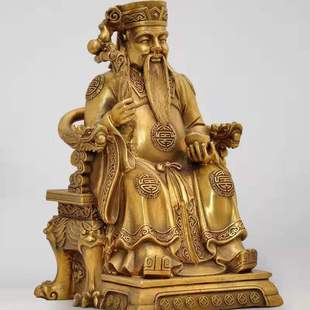 纯铜土地公神像供奉小庙家用福德正神地主公公镇宅土地婆摆件