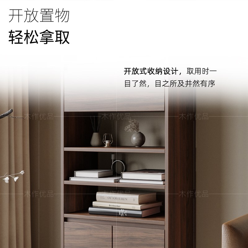 中古风实木书架书柜隔断柜法式复古置物架展示柜博古架客厅储物柜