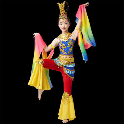 儿童飞天舞蹈演出服女童古典舞蹈服装舞台服民族舞服装敦煌舞蹈服