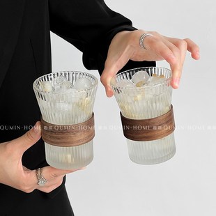 高颜值透明玻璃杯家用高级感鸡尾酒杯饮料杯办公室茶杯磨砂咖啡杯
