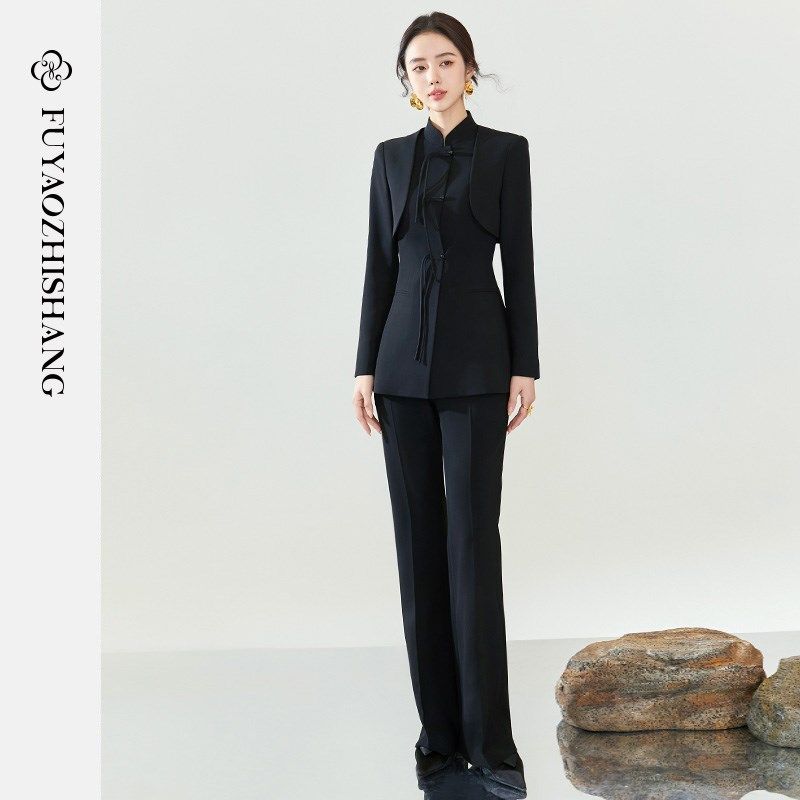 FUYAO扶摇 2024新中式西服外套秋季女装高端中国风职业西装套装女
