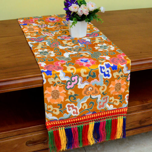 藏式桌旗床旗民族风居家客栈装饰餐桌茶几L电视柜佛台布置长条桌