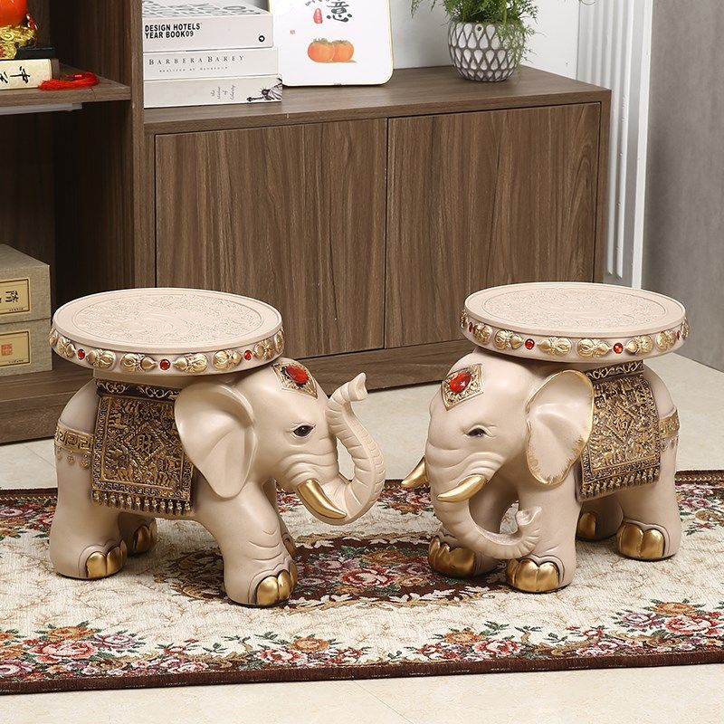 大象摆件客厅电视柜旁落地装饰品入门换鞋凳摆设开业乔Z迁新居送,家居饰品,落地摆件,淘宝优惠券,粉丝福利购,淘宝优惠卷