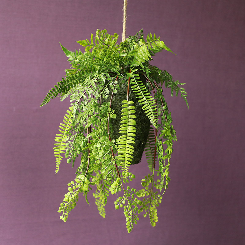 仿真蕨类植物垂吊挂件 空中x挂饰壁挂 创意吊顶绿植花艺橱窗装饰