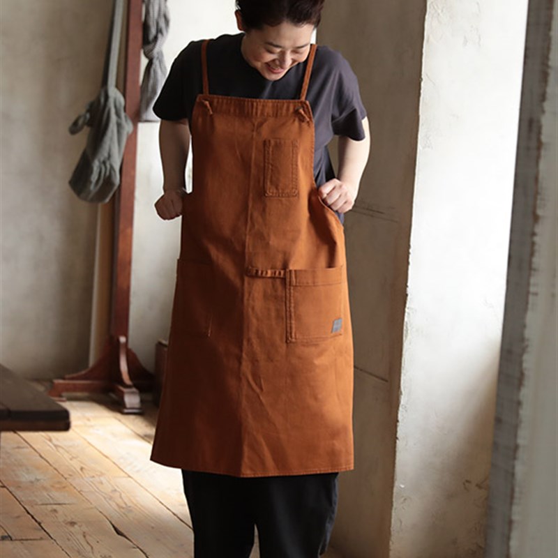 日单 2021新品全棉水洗小帆布B面料女士家居家务背带围裙 超力荐