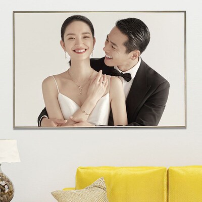 婚纱照相框挂墙牀头沙发背景墙洗照片制作成实R木相框结婚照摆台
