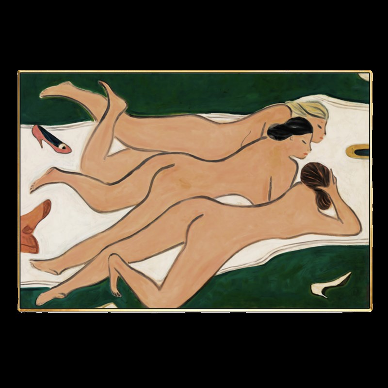 常玉装饰画睡美人客厅沙发背景墙挂画卧室床头壁画U复古艺术无框图片