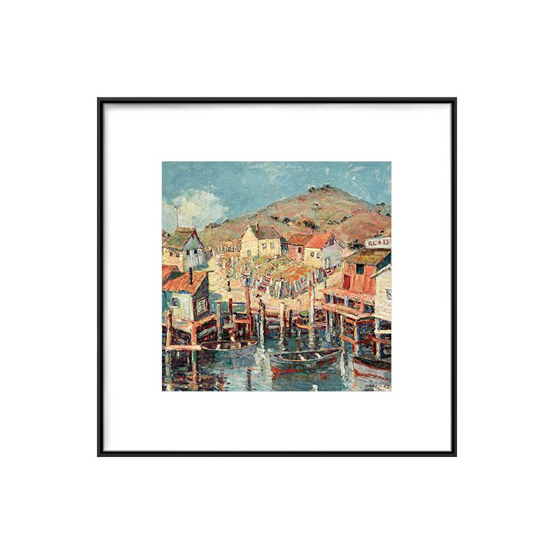 客厅装饰画建筑风景油画玄关过z道背景墙挂画电表箱遮挡样板间壁图片