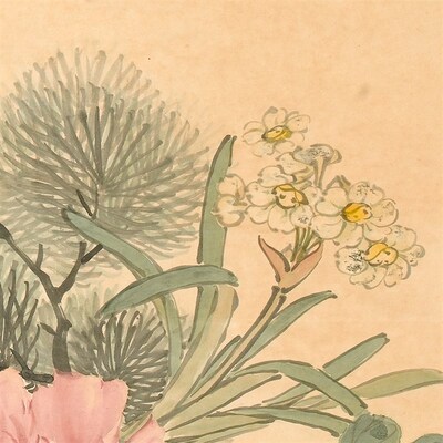 慈禧御笔花鸟画宫廷画挂轴条幅卷轴花J鸟画名画复制品中式玄关画