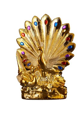 潮瓷创意孔雀陶瓷摆件电镀家居客厅装饰桌面落地开V屏乔迁小工艺