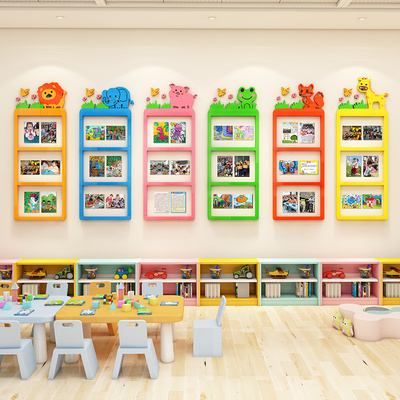 幼儿园楼梯墙面装饰学p生风采作品展示照片栏走廊环创主题文化墙